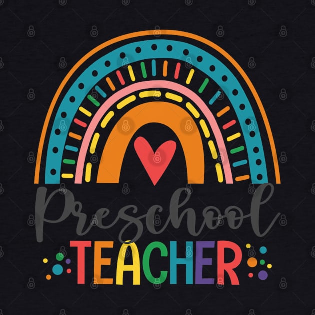 Preschool Teacher Funny Colorful Rainbow Back To School by fatmehedo8